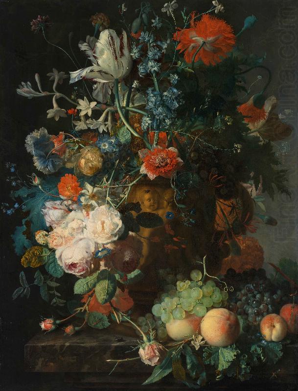 Still Life with Flowers and Fruit, Jan van Huijsum